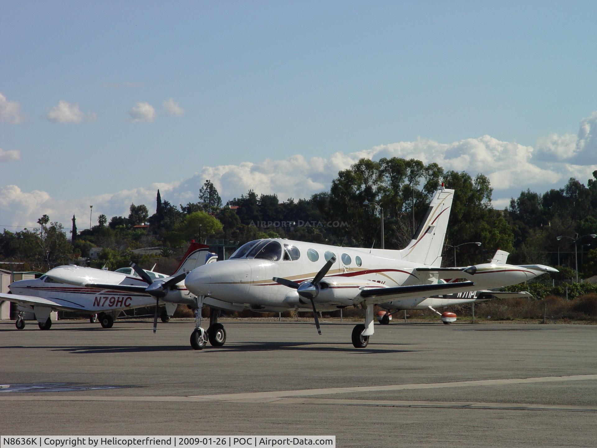 N8636K, 1978 Cessna 340A C/N 340A0562, Being readied to taxi to fueling area of Brackett