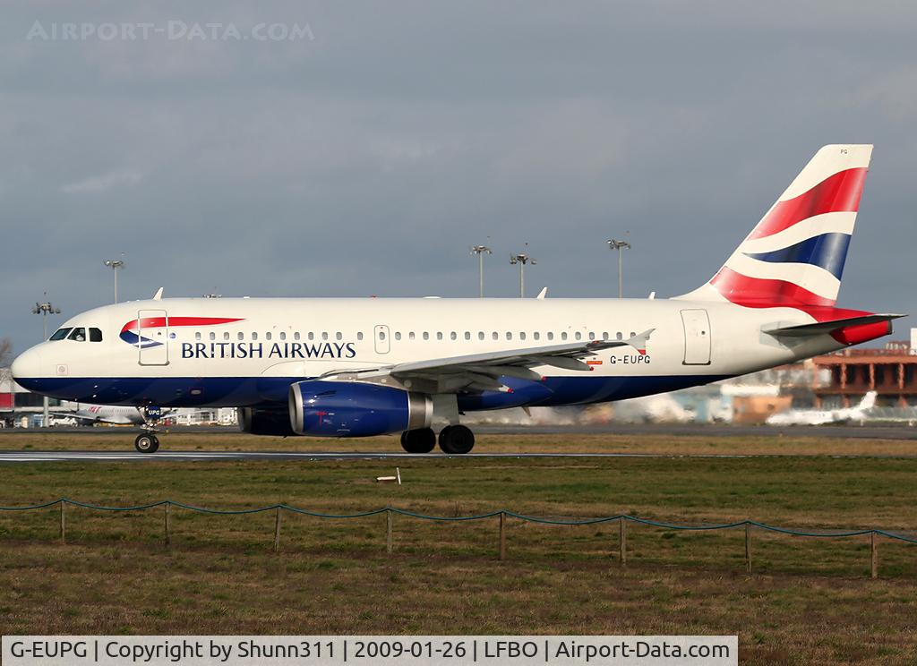 G-EUPG, 2000 Airbus A319-131 C/N 1222, Lining up rwy 32R for departure...