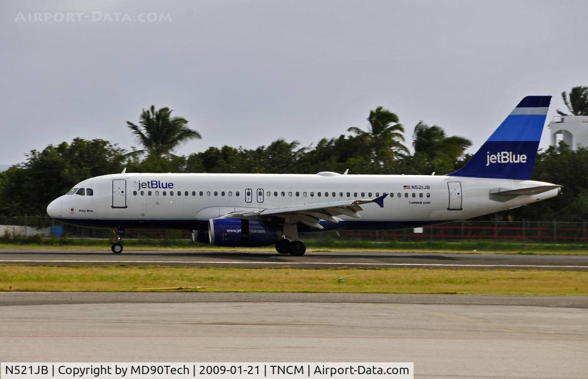 N521JB, 2001 Airbus A320-232 C/N 1452, Landing at SXM