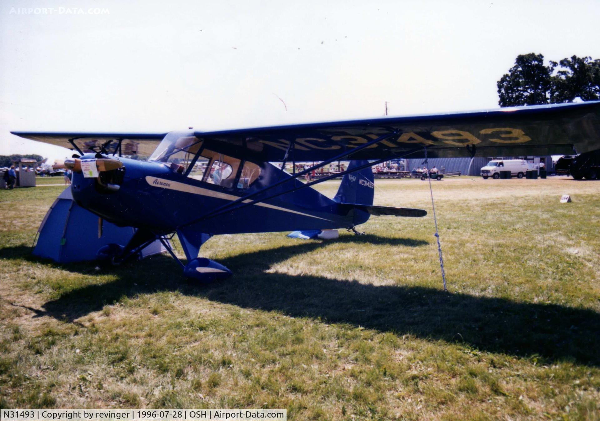 N31493, 1940 Aeronca 65-TC Tandem C/N 5710T, 1996 Oshkosh flightline