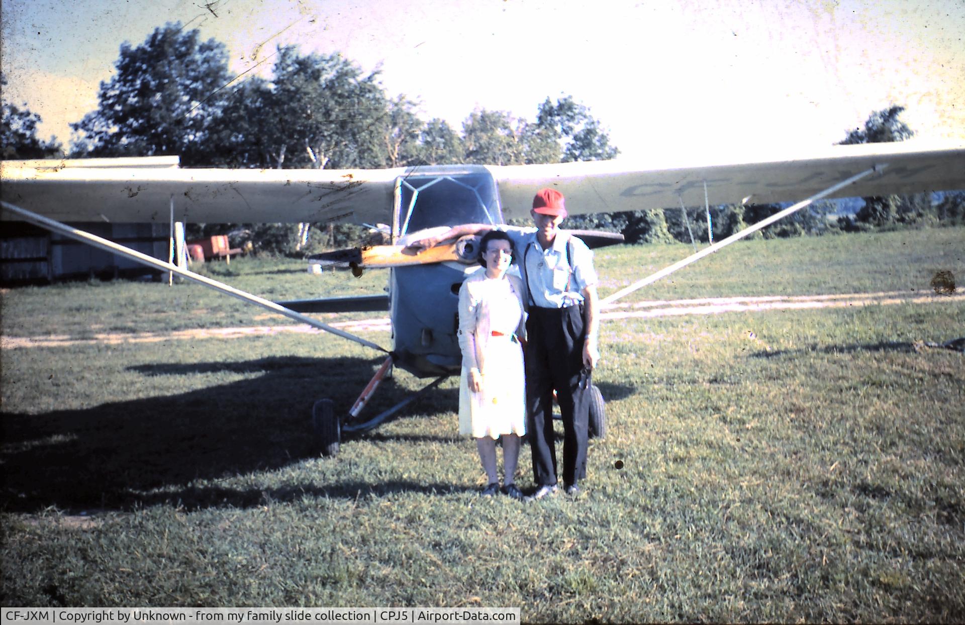 CF-JXM, 1946 Aeronca 7AC Champion C/N 7AC-703, Hadley and Marion Richardson at Stirling (Oak Hills Flying Club) Stirling Airport, Ontario Canada