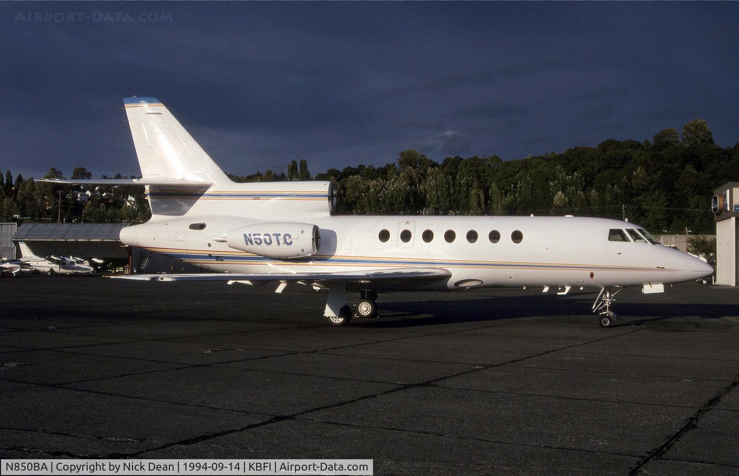 N850BA, 1982 Dassault Falcon 50 C/N 115, Seen here as N50TC of Tracinda Corp now carried by a BBJ this DA50 is currently registered N850BA as posted)