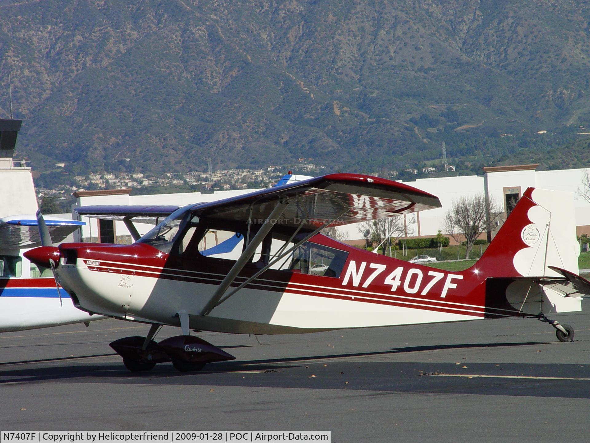 N7407F, 1999 American Champion 7GCAA Adventure Citabria C/N 416-98, Pilot in Admin Bldg at Brackett