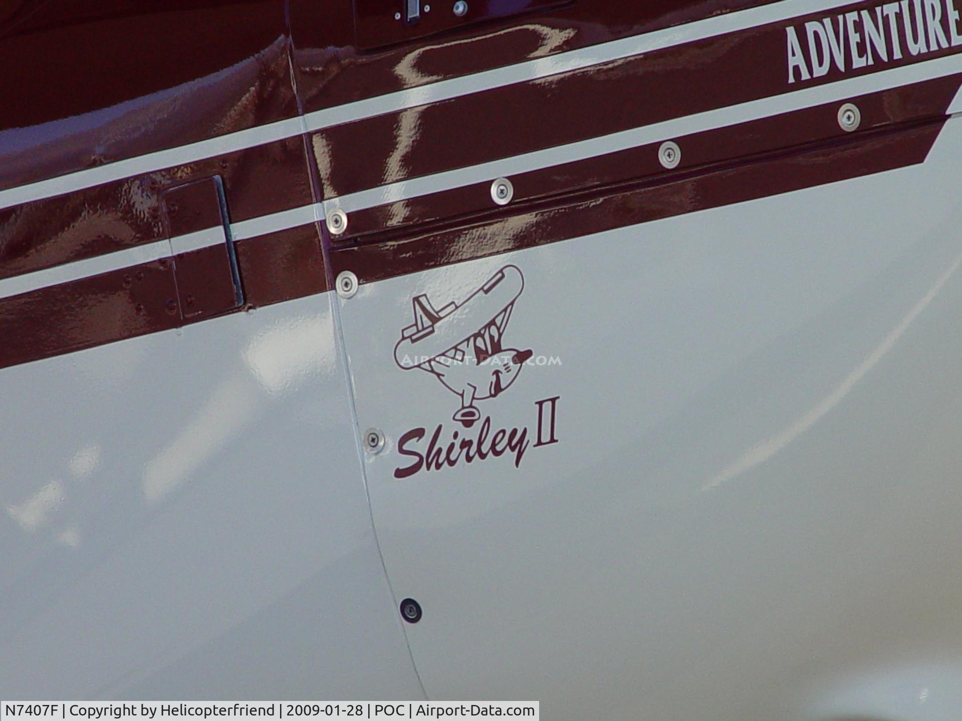 N7407F, 1999 American Champion 7GCAA Adventure Citabria C/N 416-98, Pilot painted nose art