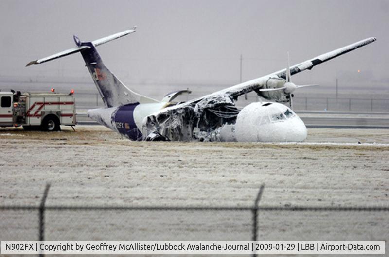 N902FX, 1990 ATR 42-320 C/N 175, Fed-EX feeder flight form Forth Worth, TX landed short of the runway during an ILS approach and caught fire. The crew escaped with minor injuries.