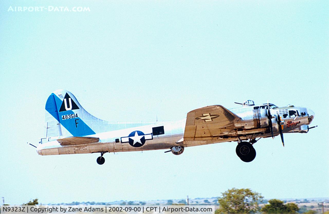 N9323Z, 1944 Boeing B-17G-85-DL Flying Fortress C/N 32155, CAF B-17G Sentimental Journey departing Cleburne, TX