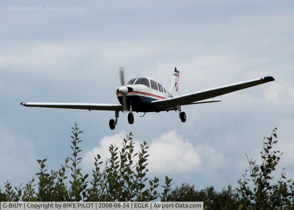 G-BIUY, 1981 Piper PA-28-181 Cherokee Archer II C/N 28-8190133, OVER THE TREES FOR RWY 25