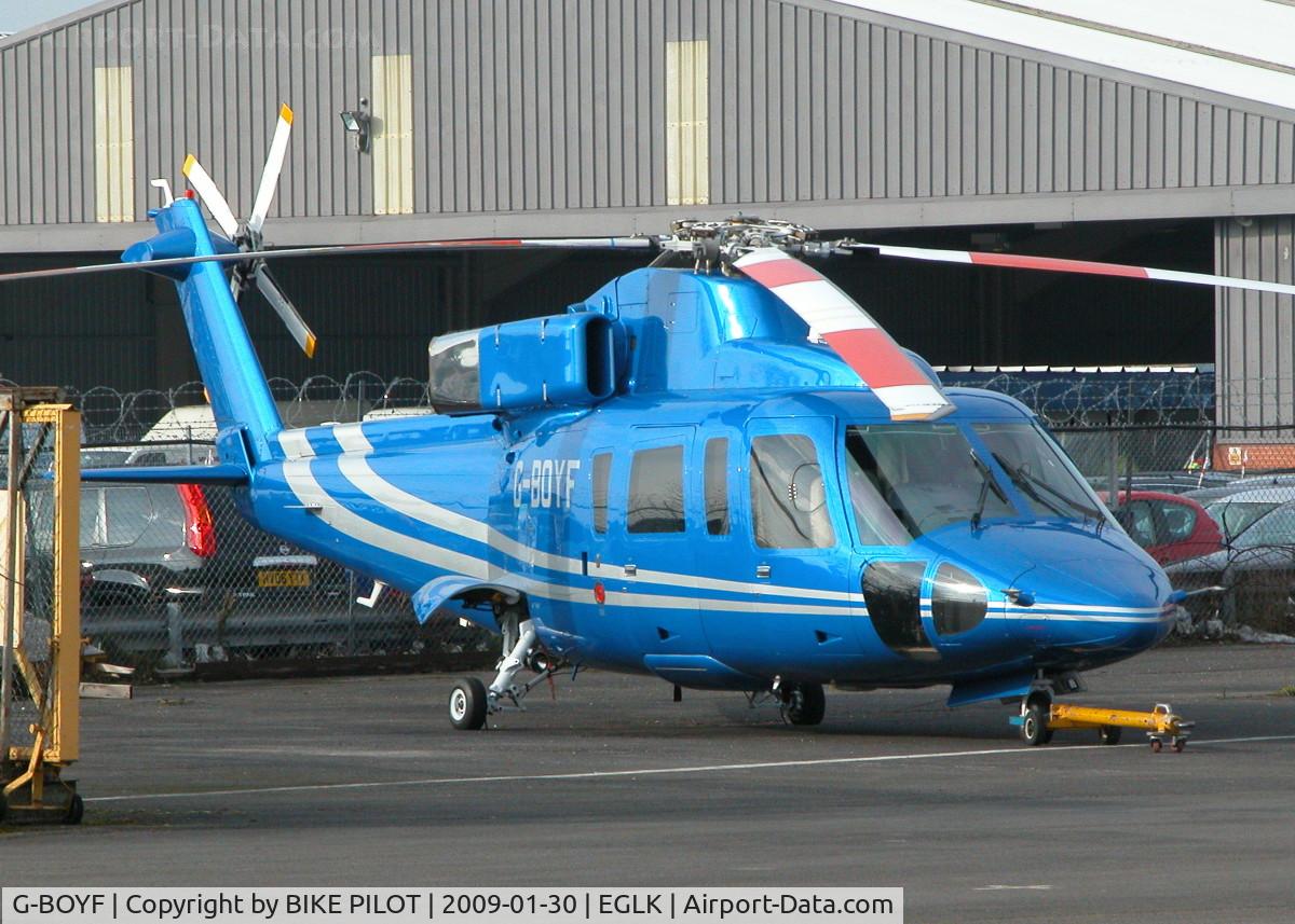 G-BOYF, 1988 Sikorsky S-76B C/N 760343, NICE BLUE S.76 IN THE PREMIAIR COMPOUND