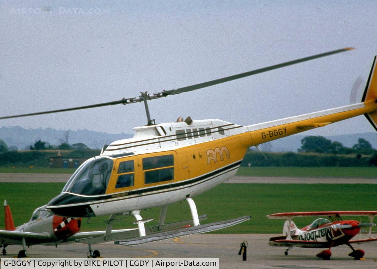 G-BGGY, 1979 Agusta AB-206B JetRanger II C/N 8565, ALAN MANN HELICOPTERS,TAKEN AT A YEOVILTON AIRSHOW IN THE 80'S