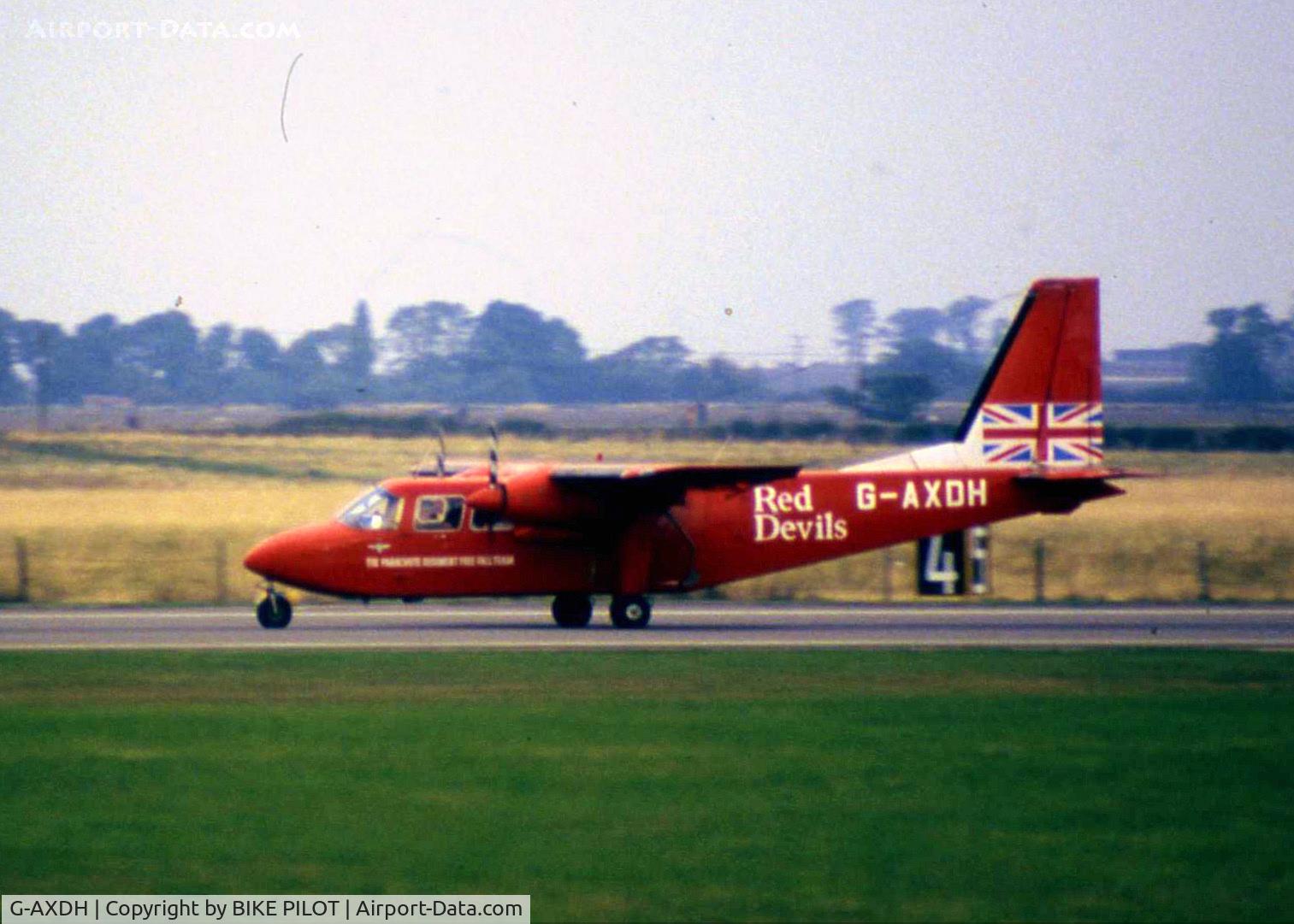 G-AXDH, 1969 Britten-Norman BN-2A Islander C/N 70, OWNED BY THE RED DEVILS FREE FALL PARACHUTE TEAM