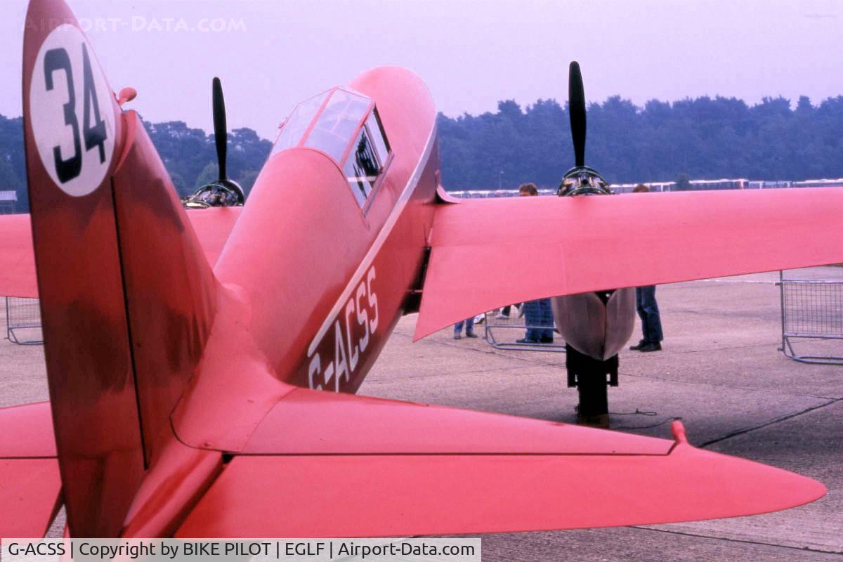 G-ACSS, 1934 De Havilland DH-88 Comet C/N 1996, FARNBOROUGH AIRSHOW 1984