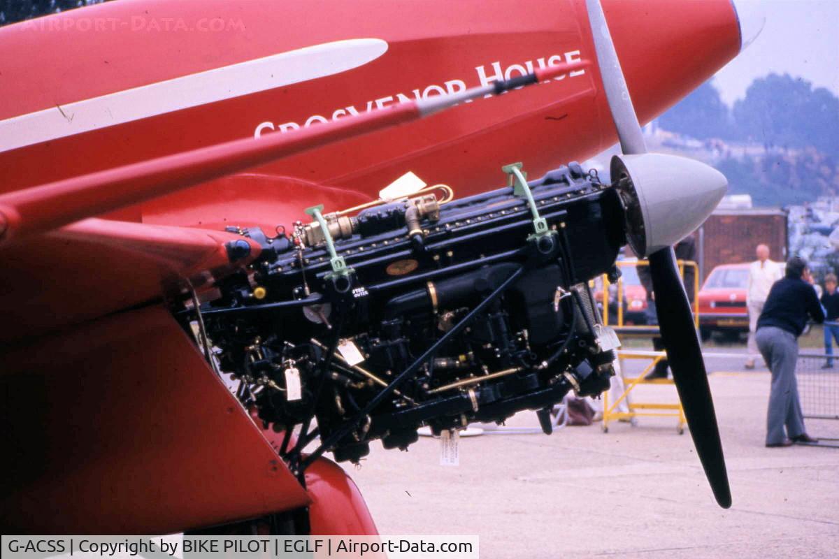 G-ACSS, 1934 De Havilland DH-88 Comet C/N 1996, FARNBOROUGH AIRSHOW 1984