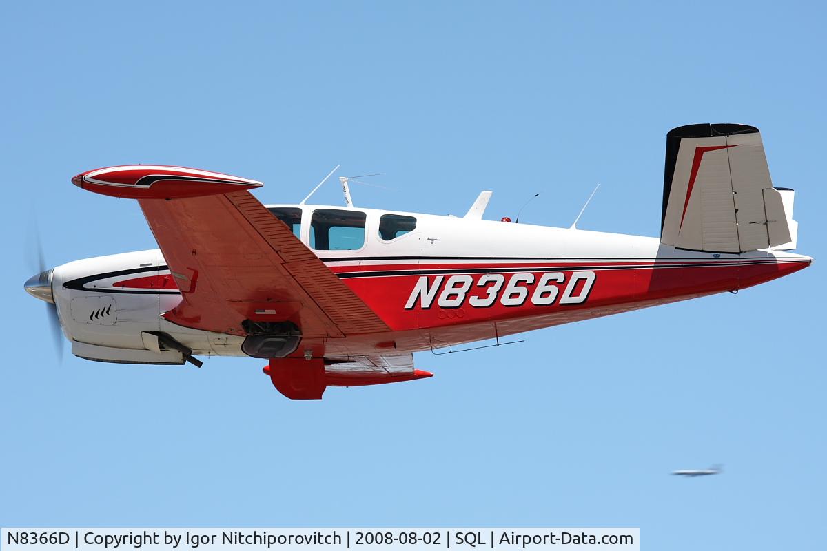 N8366D, 1958 Beech J35 Bonanza C/N D-5485, Right after takeoff.