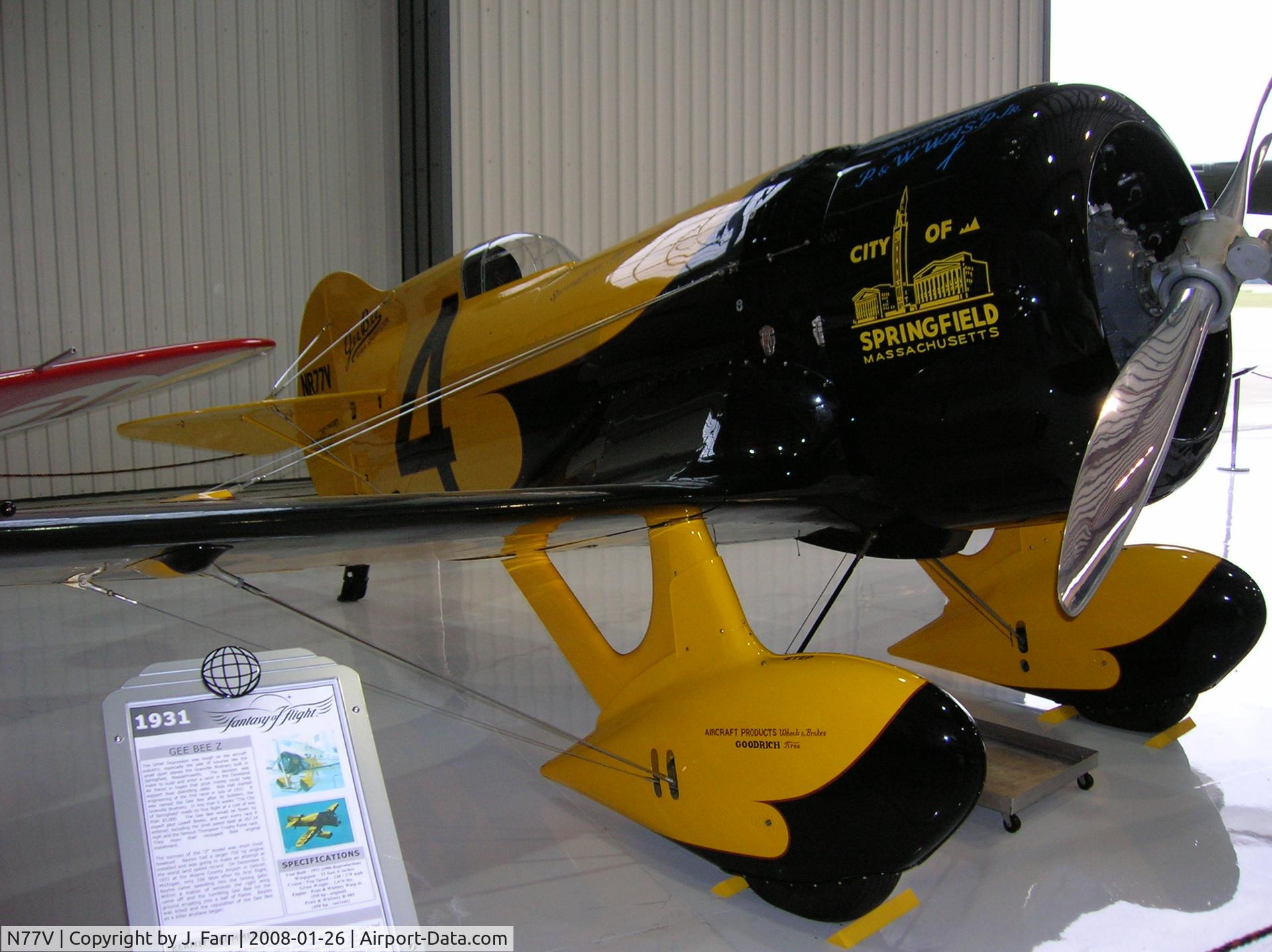 N77V, 1996 Granville Brothers Gee Bee Z-1 Replica C/N T4, Gee Bee Racer Replica