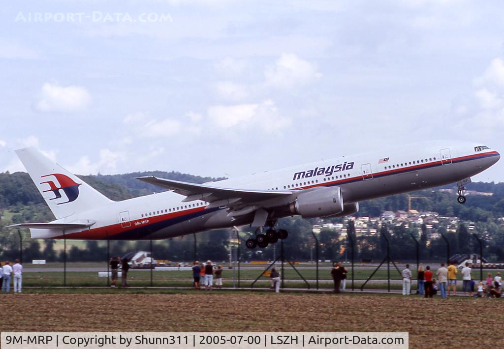 9M-MRP, 2002 Boeing 777-2H6/ER C/N 28421, On take off at the Heliport area and with many enthusiasts