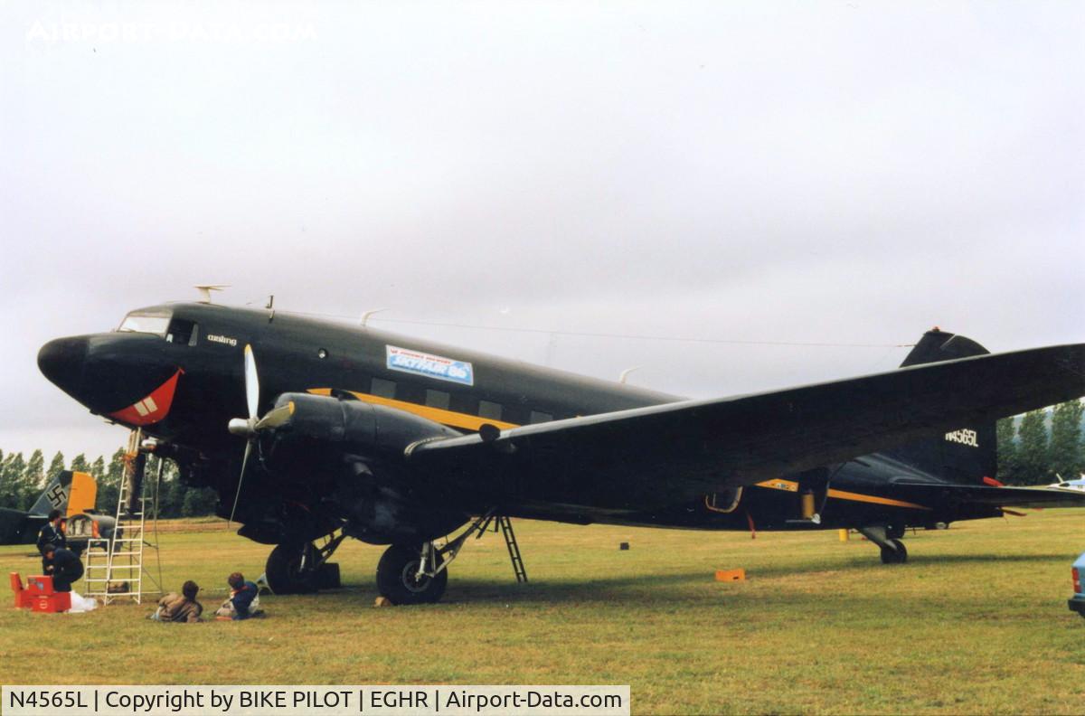N4565L, 1939 Douglas DC-3-201A (C-47 Skytrain/Dakota) C/N 2108, GOODWOOD AIRSHOW 1986. UNDER RESTORATION AT AEROVENTURE DONCASTER UK 2009