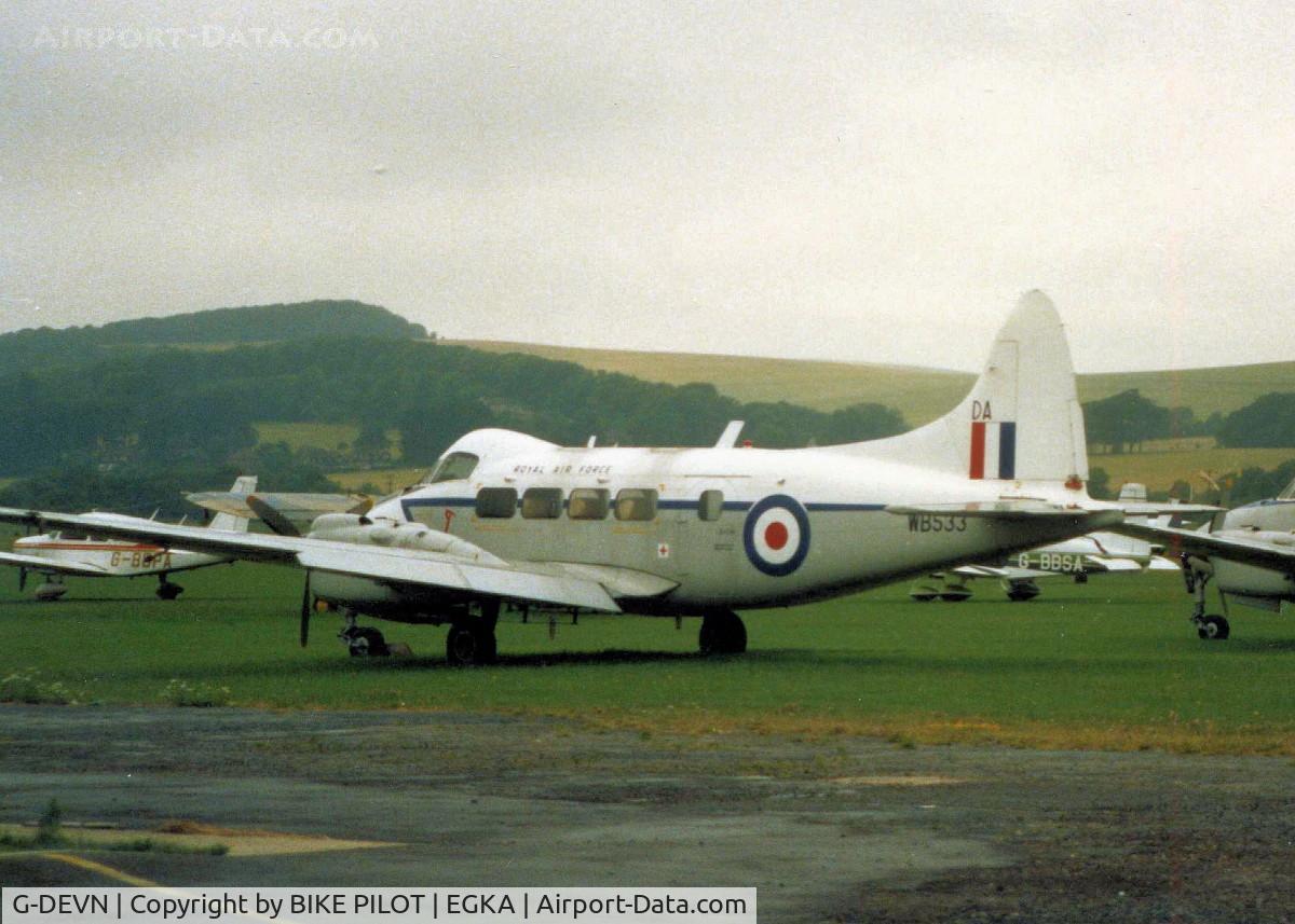 G-DEVN, 1947 De Havilland DH-104 Devon C.2 C/N 04269, SHOREHAM 1986