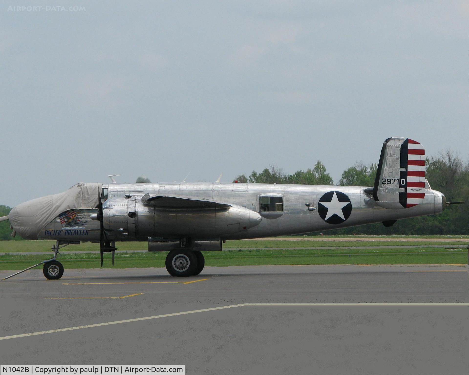 N1042B, 1944 North American B-25N Mitchell C/N 108-35148, Parked at the Downtown Shreveport airport.