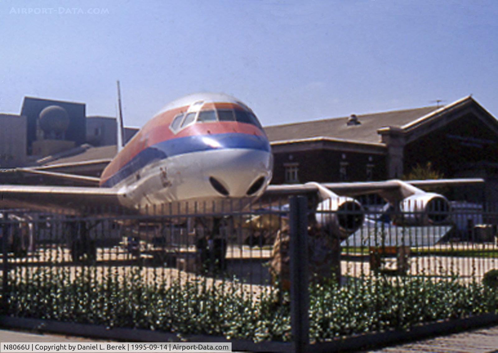 N8066U, 1966 Douglas DC-8-52 C/N 45850, She has been on display at the Los Angeles Museum of Science & Industry for some 20 years.  The aircraft has since been mounted on a plinth and repainted in its original 1960s delivery scheme.