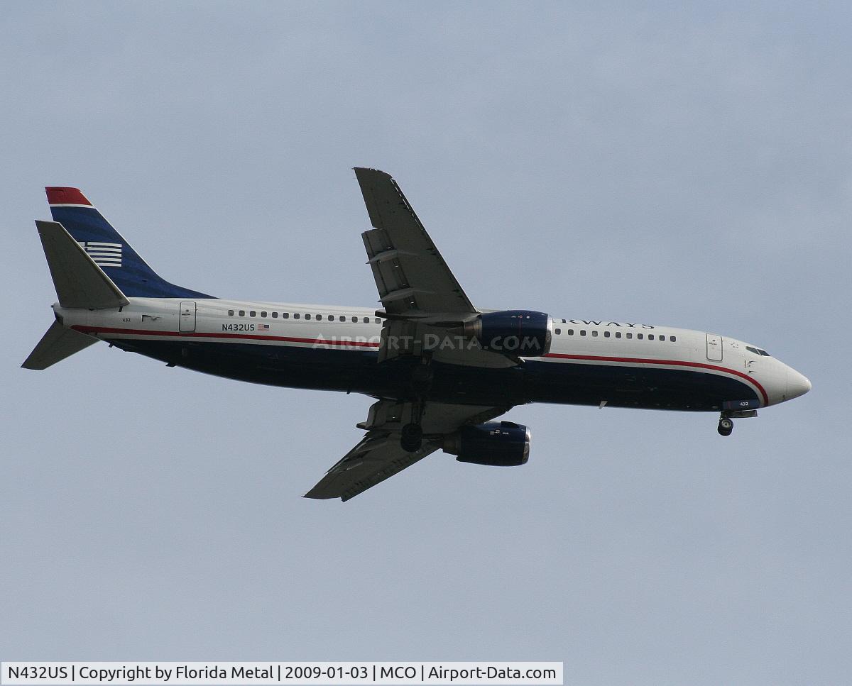 N432US, 1990 Boeing 737-4B7 C/N 24554, US Airways 737-400