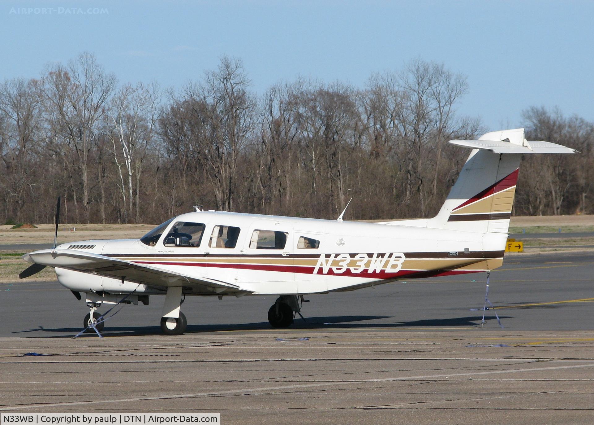N33WB, 1978 Piper PA-32RT-300T Turbo Lance II C/N 32R-7987056, Parked at Downtown Shreveport.