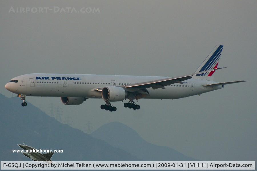 F-GSQJ, 2005 Boeing 777-328/ER C/N 32852, Air France arriving from Paris