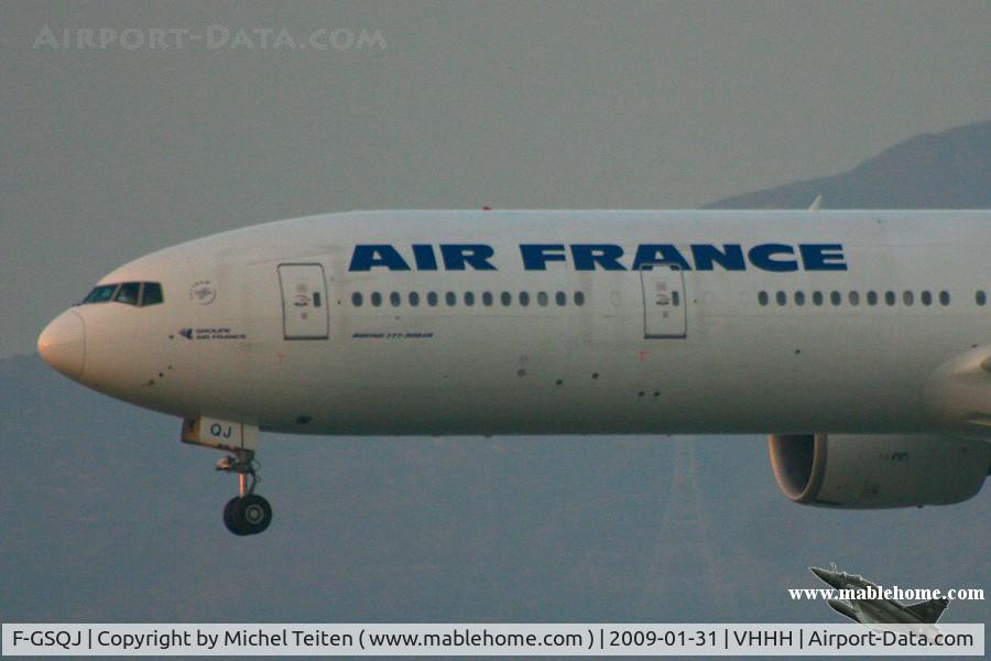 F-GSQJ, 2005 Boeing 777-328/ER C/N 32852, Air France arriving from Paris