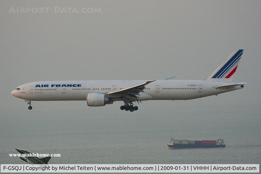 F-GSQJ, 2005 Boeing 777-328/ER C/N 32852, Air France arriving from Paris