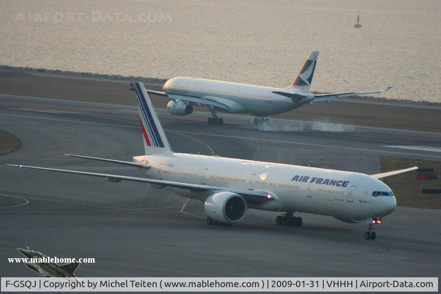 F-GSQJ, 2005 Boeing 777-328/ER C/N 32852, Air France arriving from Paris