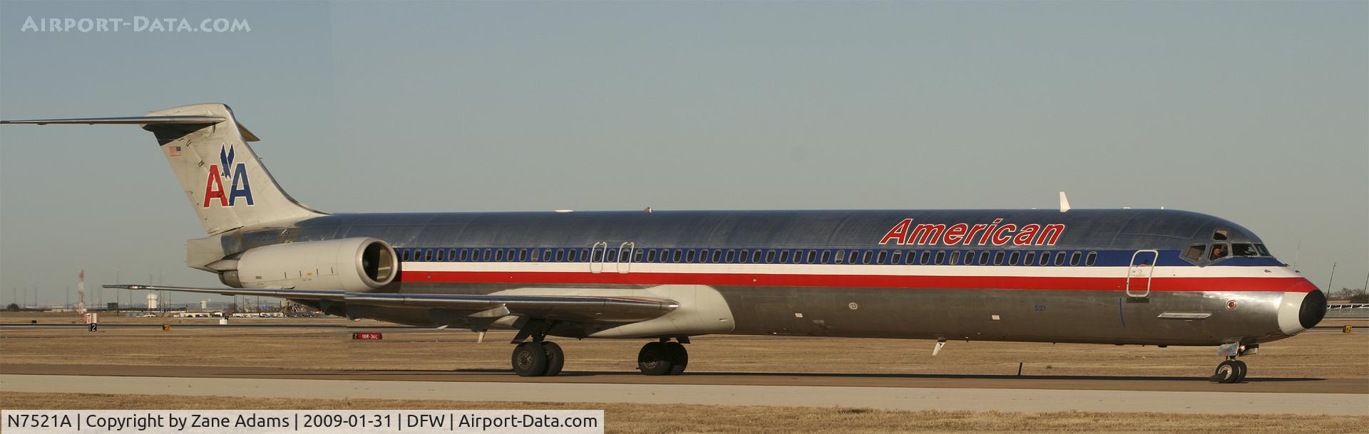 N7521A, 1990 McDonnell Douglas MD-82 (DC-9-82) C/N 49898, American Airlines MD-80 at DFW - Photomerge of two shots...I couldn't get him all in the shot with the long lens.