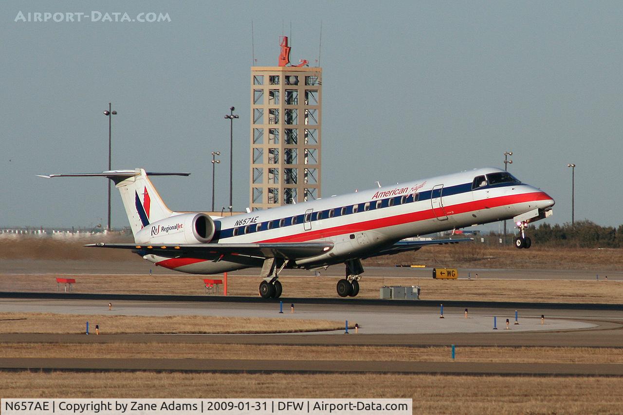 N657AE, 2003 Embraer ERJ-145LR (EMB-145LR) C/N 145744, American Eagle landing at DFW