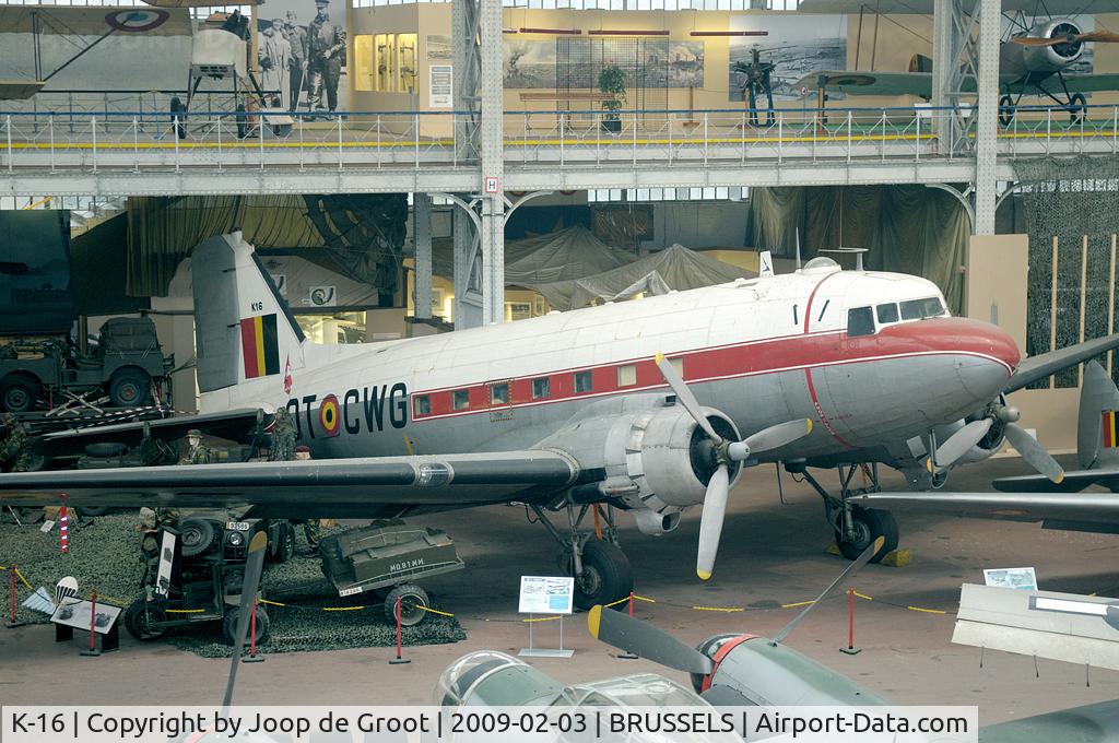 K-16, 1943 Douglas C-47B-1-DL Skytrain C/N 20823, preserved in the Army Museum in Brussels