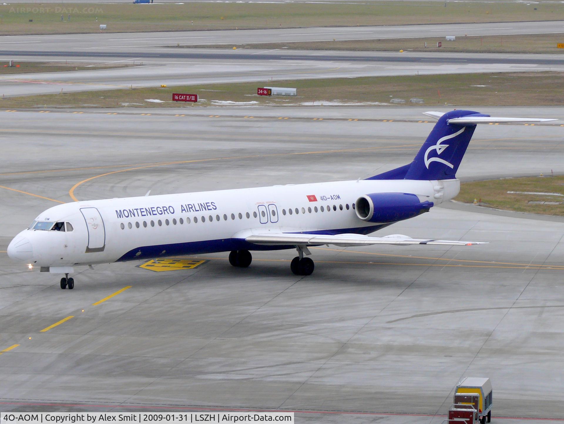 4O-AOM, 1990 Fokker 100 (F-28-0100) C/N 11321, Fokker F28-0100 Fellowship 4O-AOM Montenegro Airlines