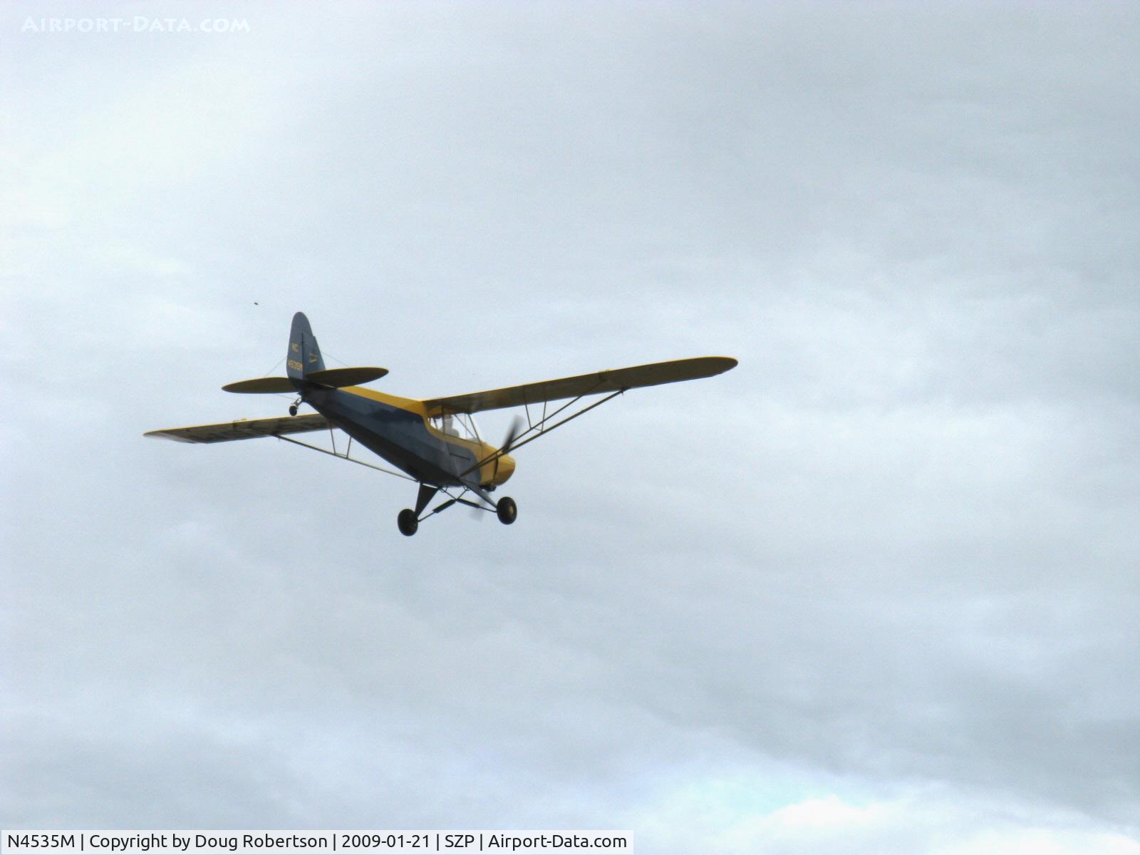 N4535M, 1947 Piper PA-11 Cub Special C/N 11-39, 1947 Piper PA-11-65 CUB SPECIAL, Continental A&C-65 65 Hp, takeoff climb Rwy 04