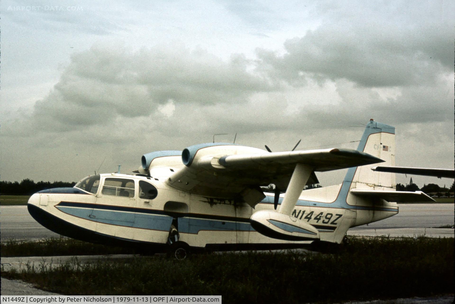 N1449Z, 1958 Piaggio P.136-L2 C/N 240, This Royal Super Gull 200 as seen at Opa-Locka in 1979 bore the earlier regn CF-DAC still visible on the fin.