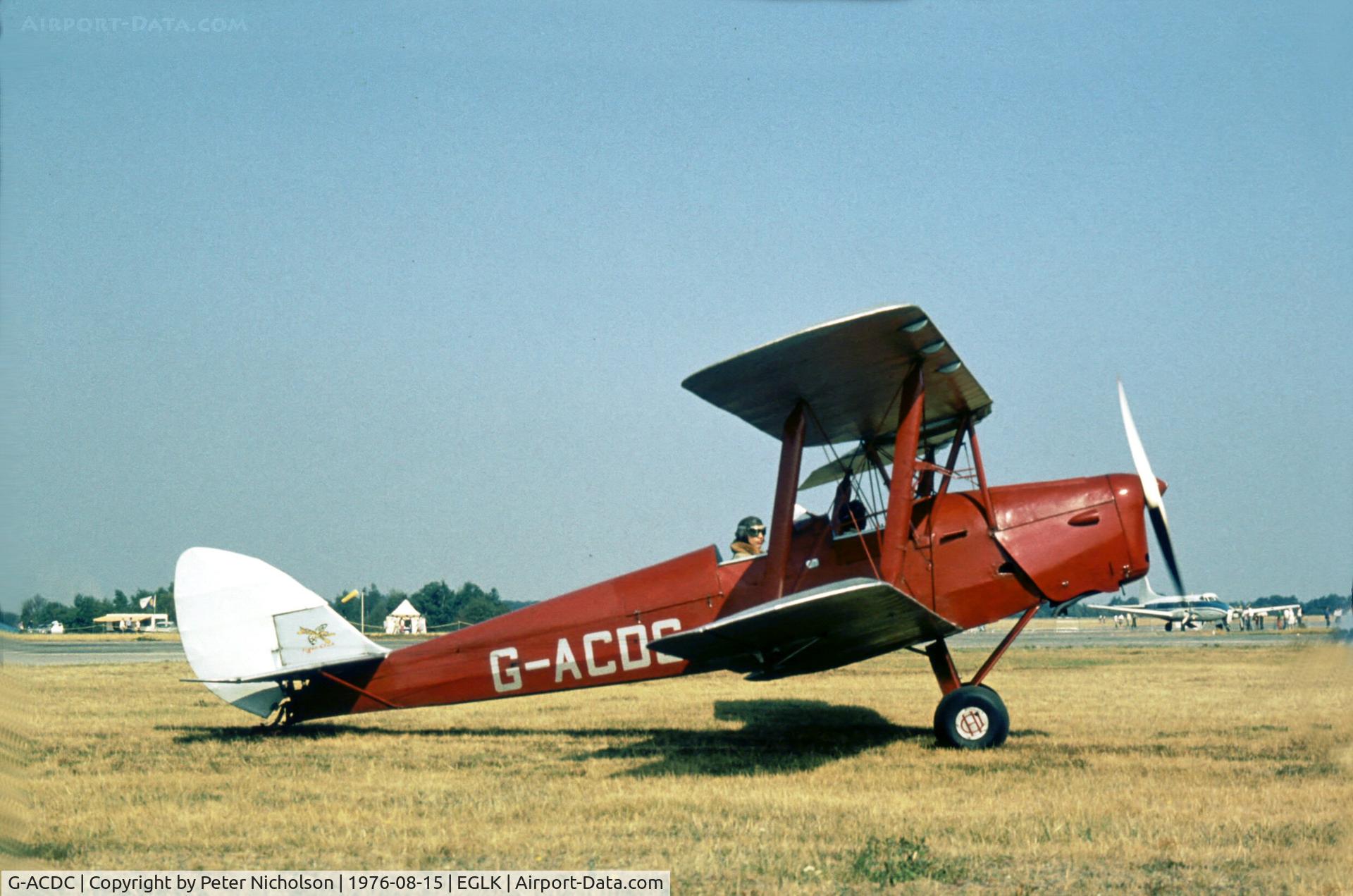 G-ACDC, 1933 De Havilland DH-82A Tiger Moth II C/N 3177, Attended the 1976 Blackbushe Fly-in.