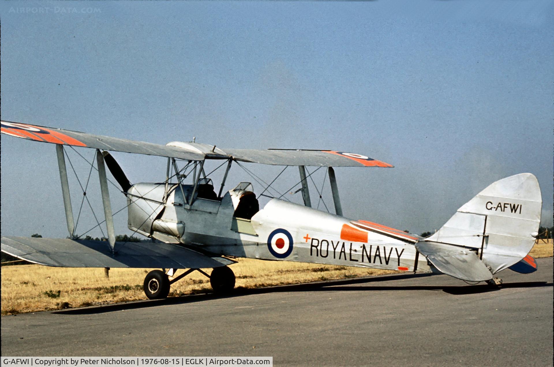 G-AFWI, 1939 De Havilland DH-82A Tiger Moth II C/N 82187, Attended the 1976 Blackbushe Fly-in.