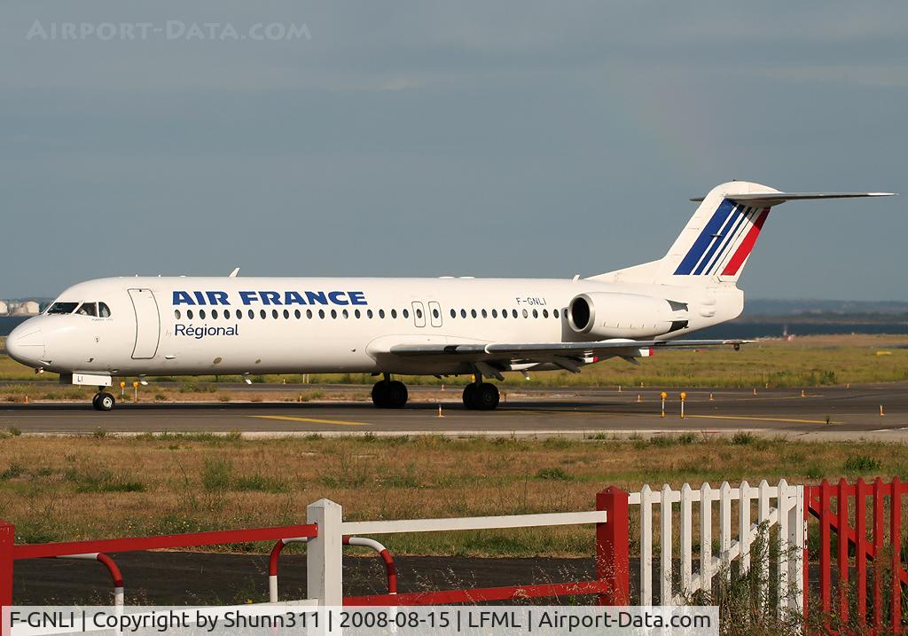 F-GNLI, 1990 Fokker 100 (F-28-0100) C/N 11315, Lining up rwy 32R for departure