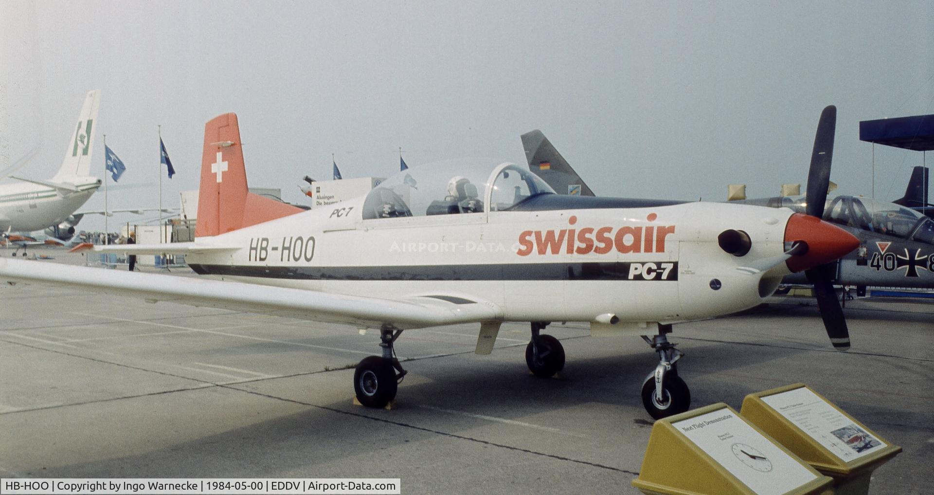 HB-HOO, 1982 Pilatus PC-7 Turbo Trainer C/N 394, Pilatus PC-7 Turbo Trainer of Swissair at the ILA 1984, Hannover