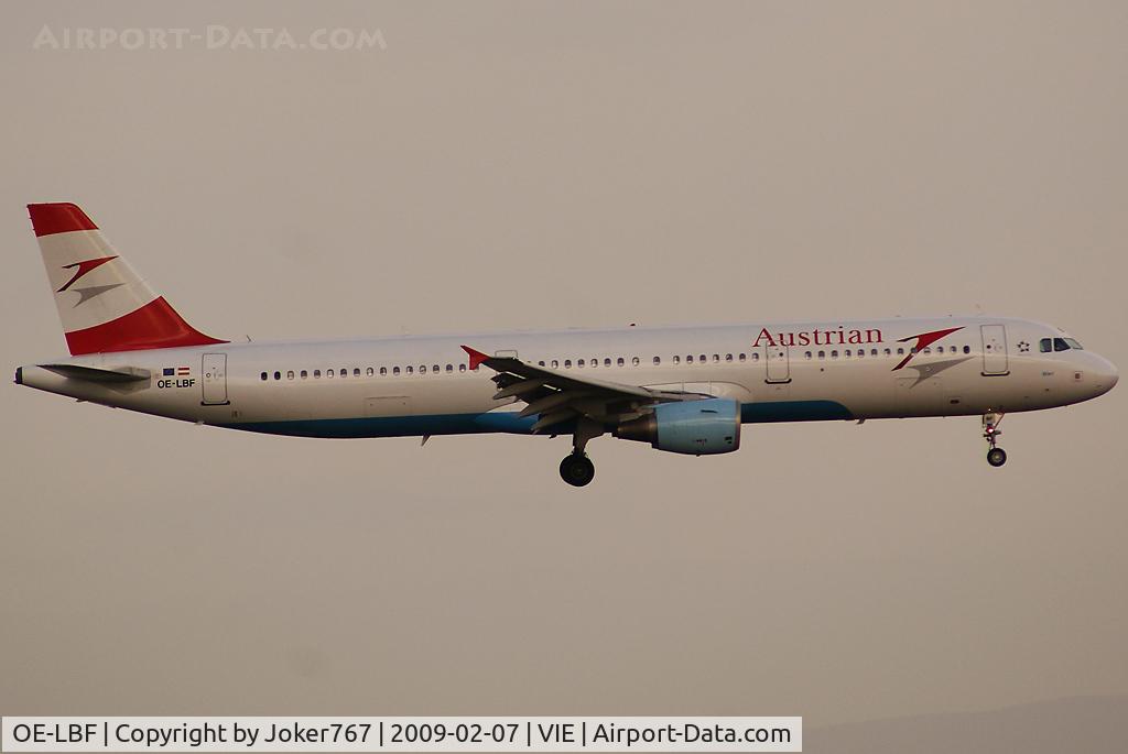 OE-LBF, 2001 Airbus A321-211 C/N 1458, Austrian Airlines Airbus A321-211