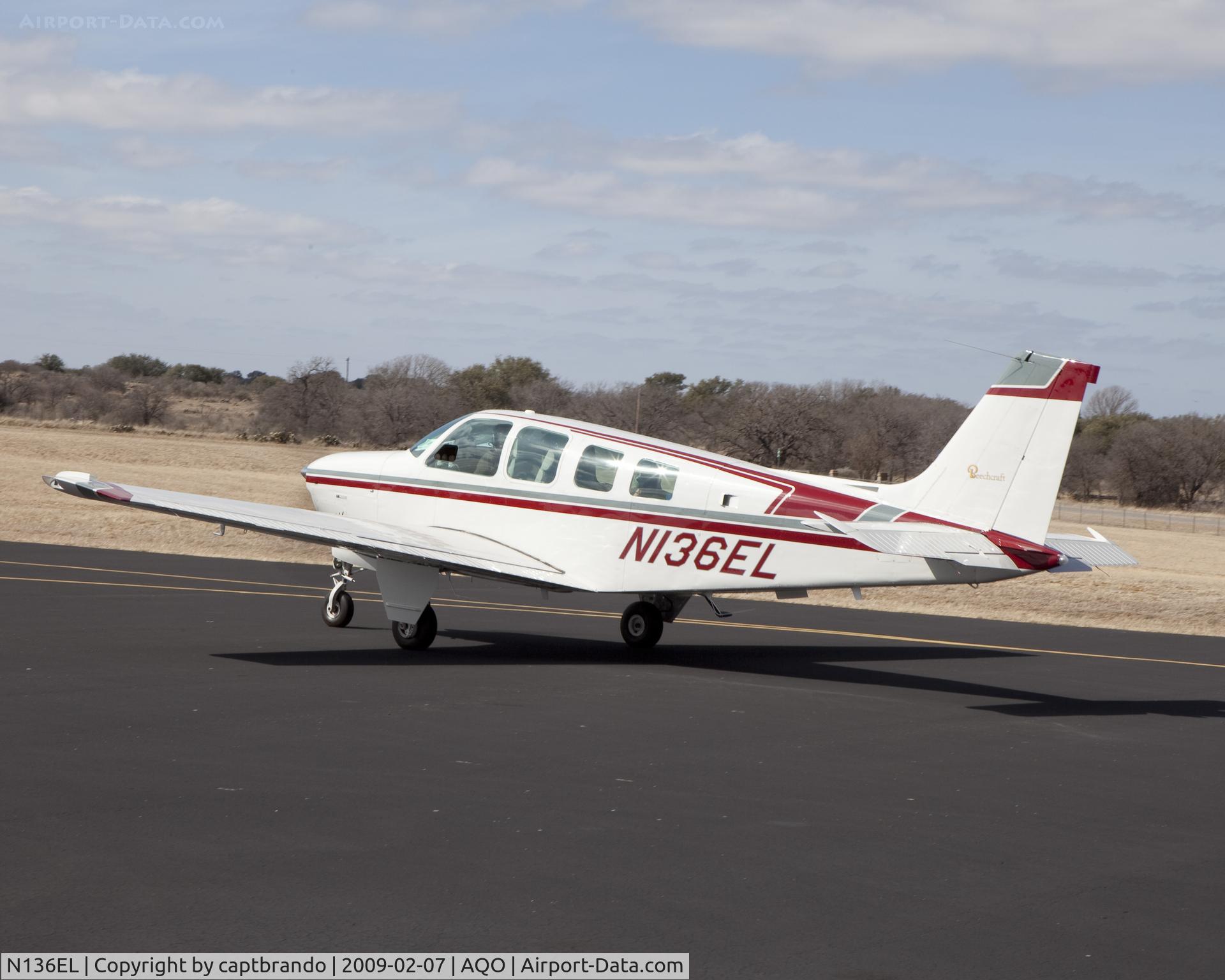 N136EL, 1974 Beech A36 Bonanza 36 C/N E-561, at AQO