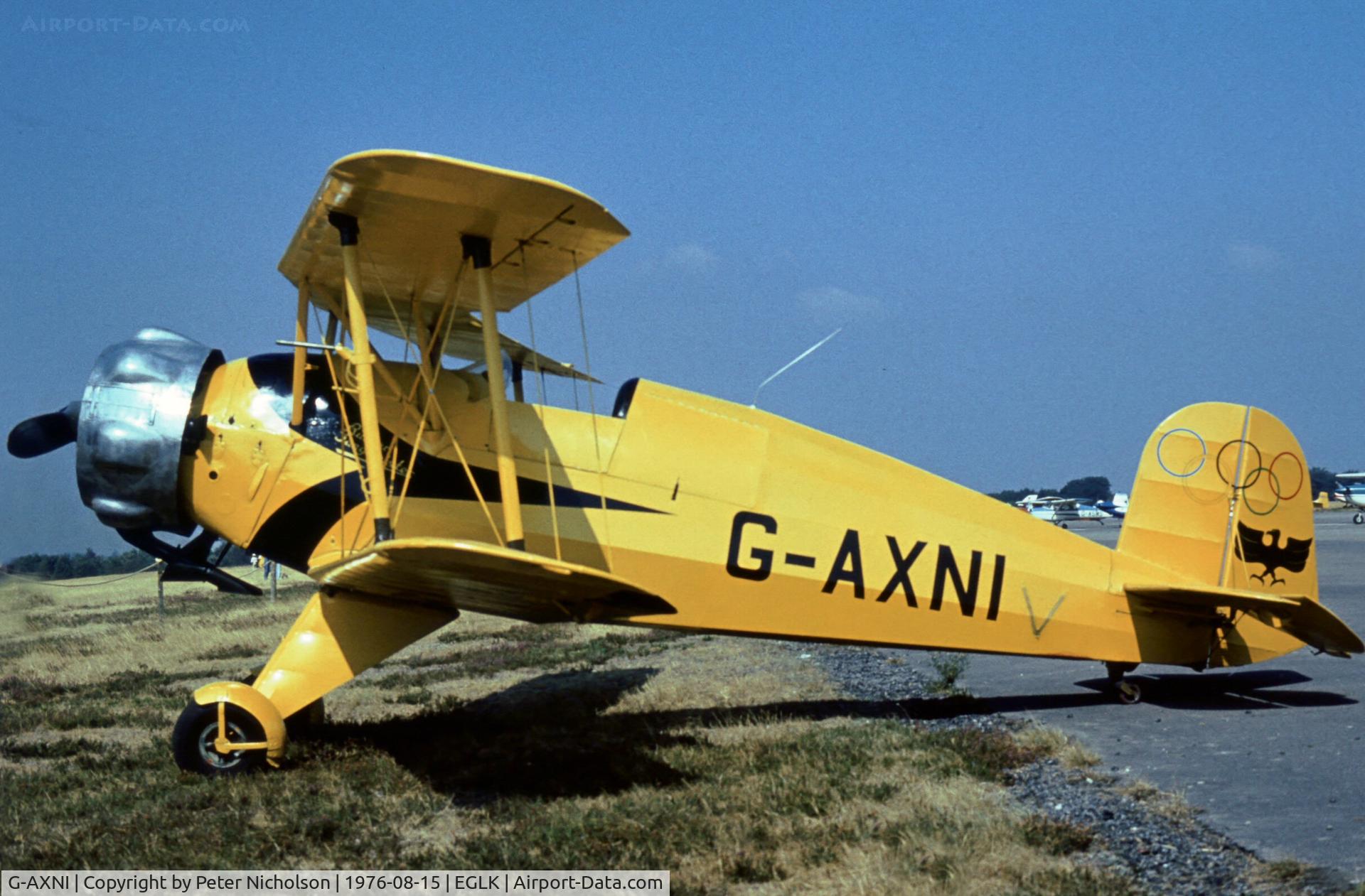 G-AXNI, 1936 Bucker Bu-133C Jungmeister C/N 1001, This Jungmeister attended the 1976 Blackbushe Fly-in.