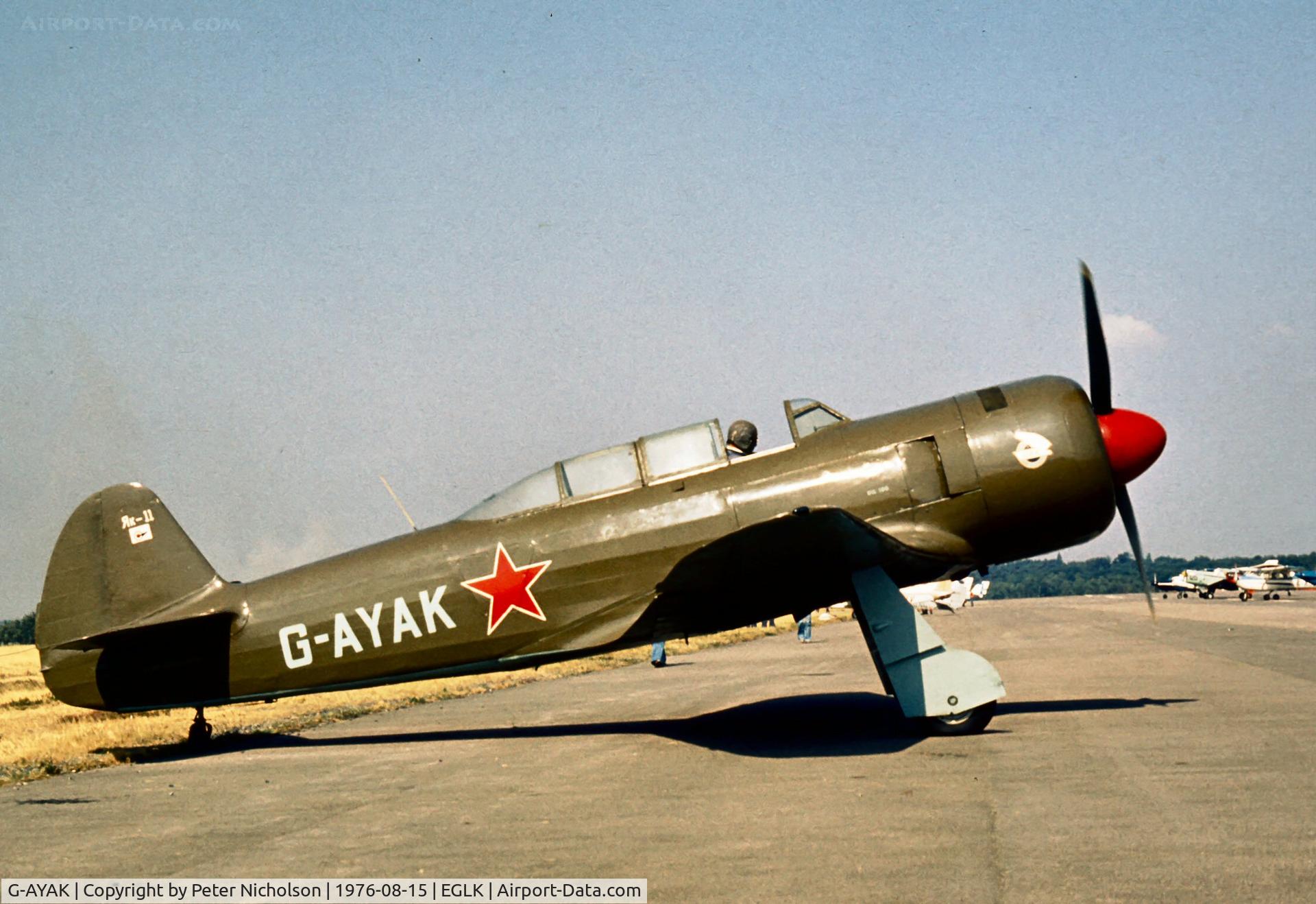 G-AYAK, 1956 Let C-11 (Yak-11) C/N 172701, This Yak-11 attended the 1976 Blackbushe Fly-in.