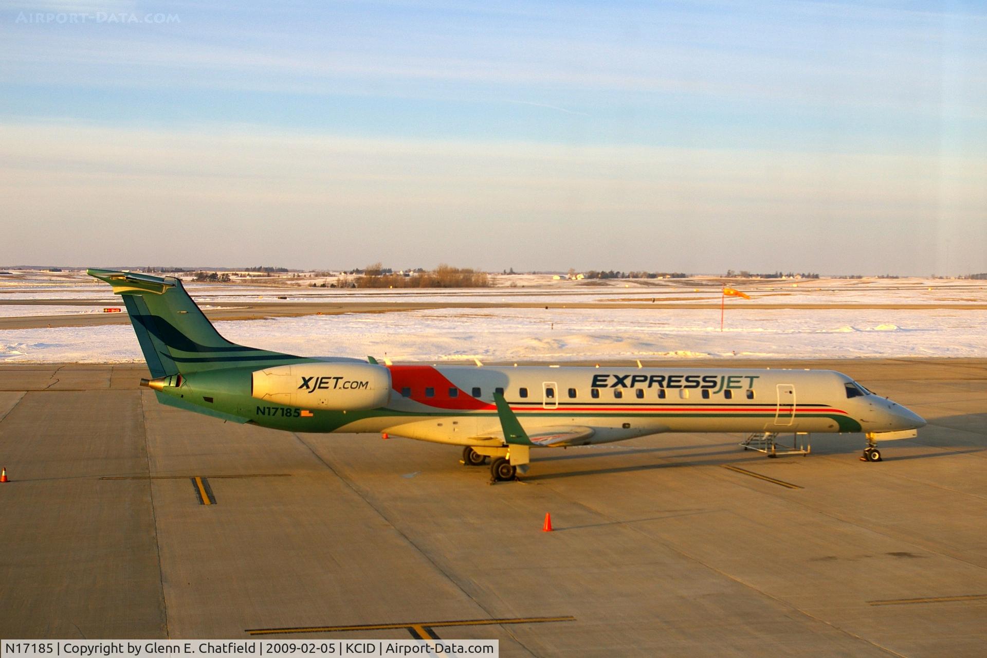 N17185, 2005 Embraer ERJ-145XR (EMB-145XR) C/N 14500922, Parked on the Landmark Ramp, as seen from my office in the tower.