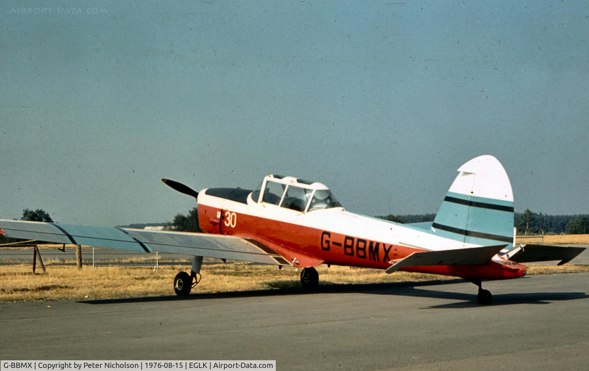 G-BBMX, 1950 De Havilland DHC-1 Chipmunk T.10 C/N C1/0800, Another Chipmunk that attended the 1976 Blackbushe Fly-in.