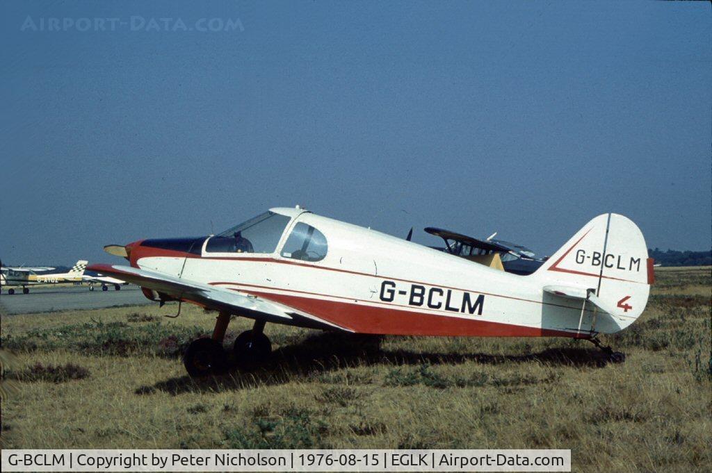 G-BCLM, 1954 Gardan GY-201 Minicab C/N A192, Attended the 1976 Blackbushe Fly-in.