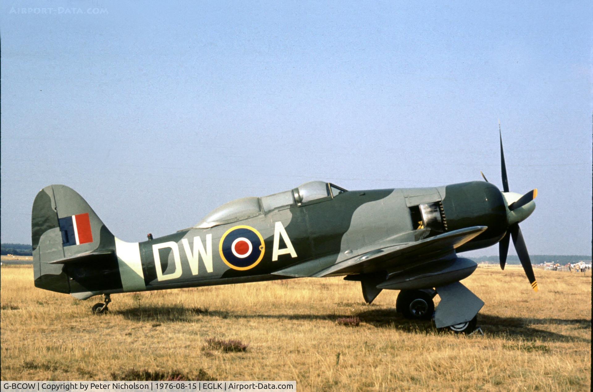 G-BCOW, 1949 Hawker Sea Fury T.20 C/N ES.3615, Another of Doug Arnold's Sea Furies at the 1976 Blackbushe Fly-in.