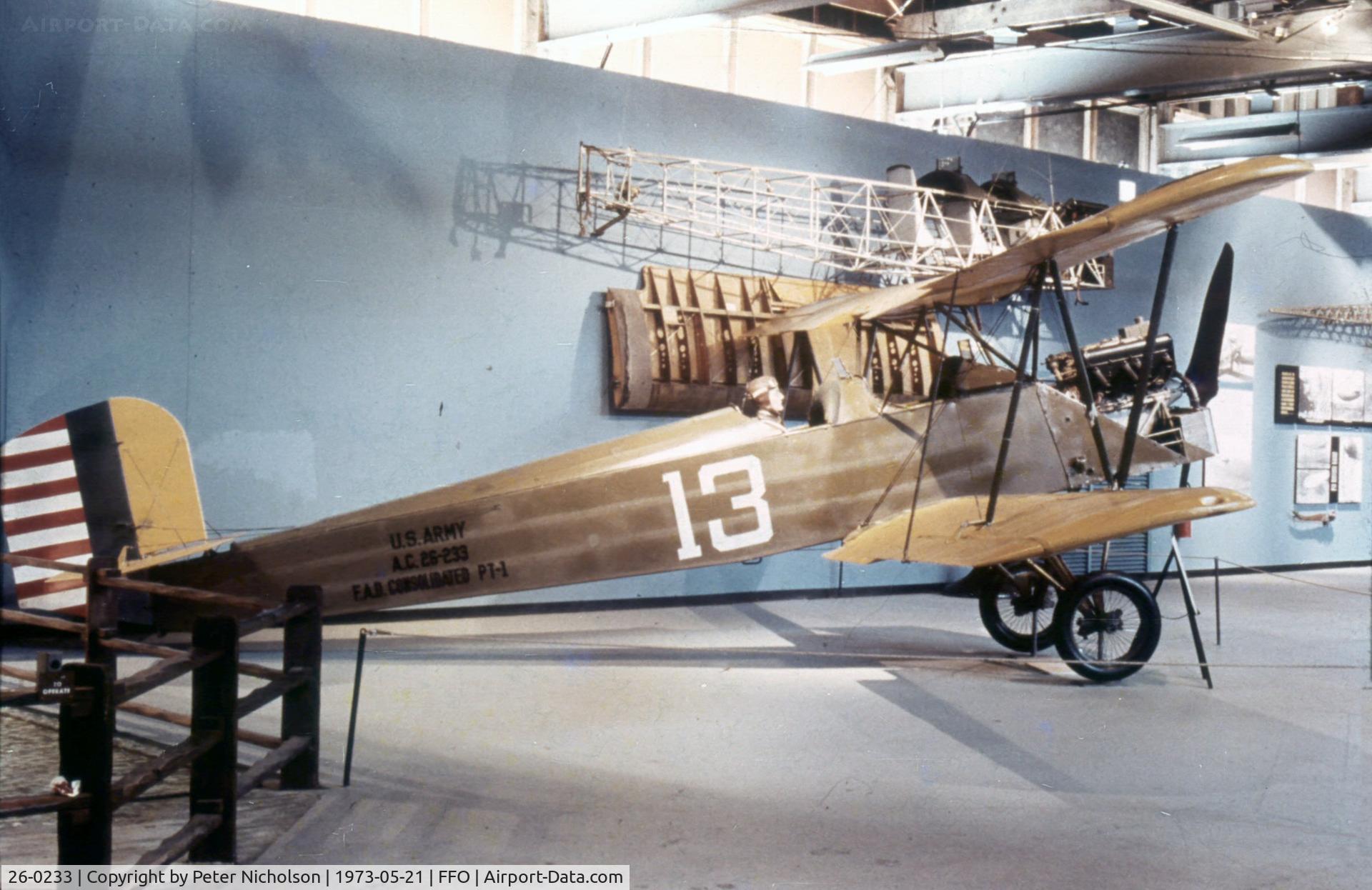 26-0233, 1926 Consolidated PT-1 Trusty C/N Not found 26-0233, As displayed in the summer of 1973.