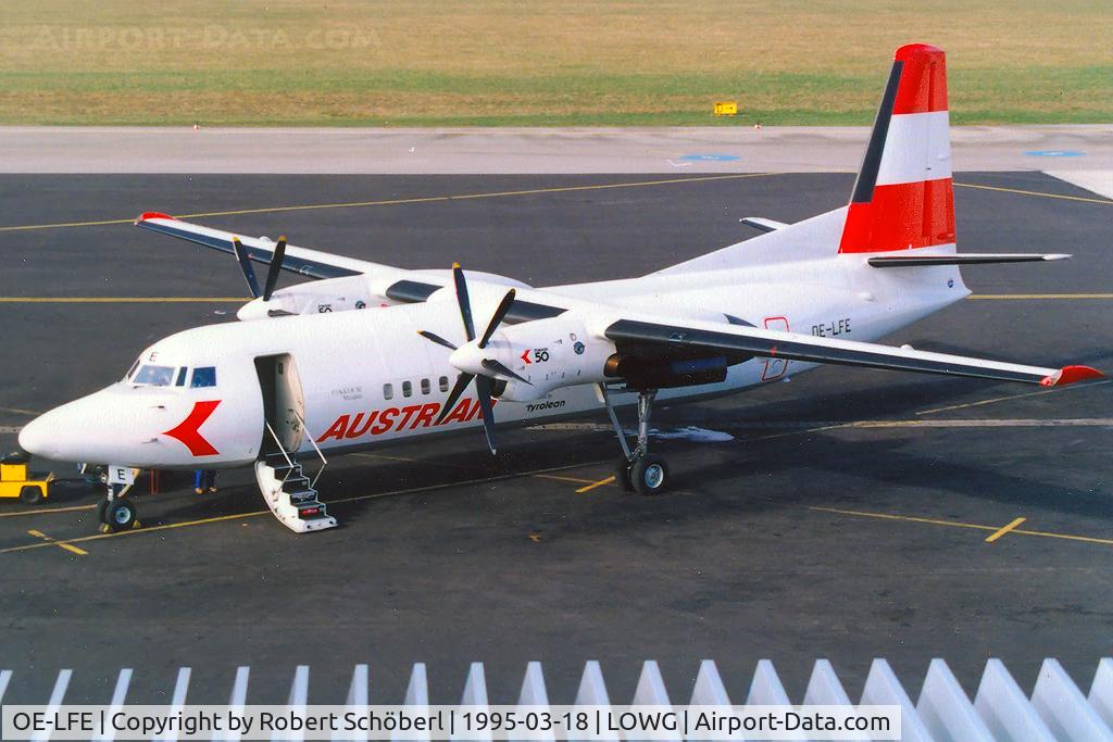 OE-LFE, 1991 Fokker F50 C/N 20227, Operated by Tyrolean Airways