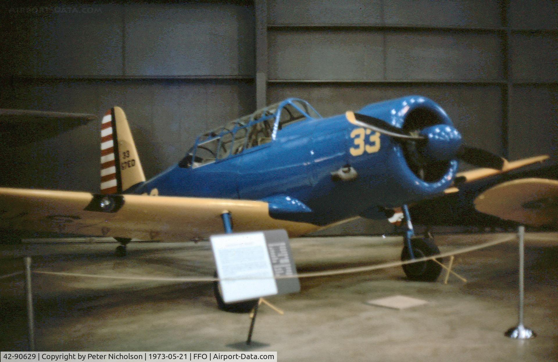 42-90629, 1942 Vultee BT-13B Valiant C/N 79-1706, As displayed at the USAF Museum in the summer of 1973.